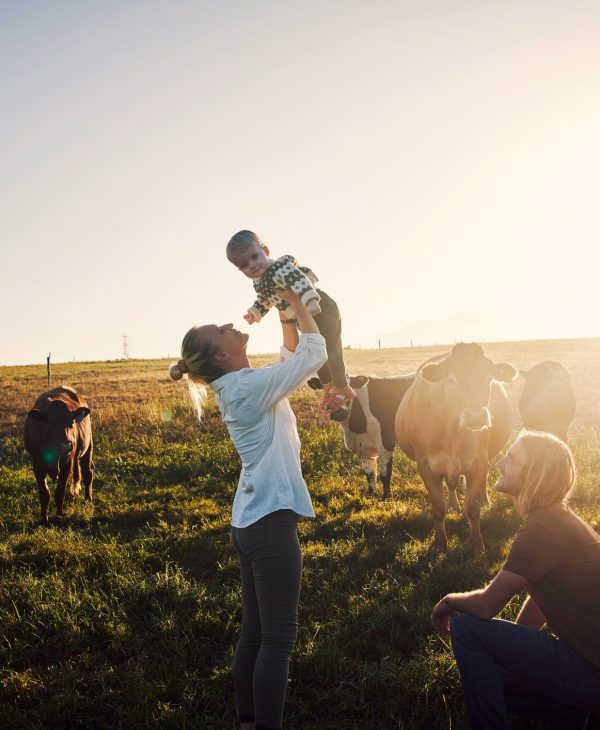 Shot of a family spending time together on their farm