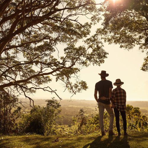 Rearview shot of a couple standing together outdoors